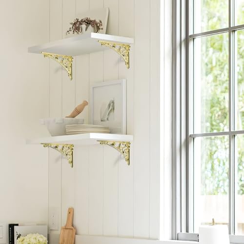 Khtumeware Polished Brass Shelf Bracket 8 Inch, Decorative Brackets - Image 3