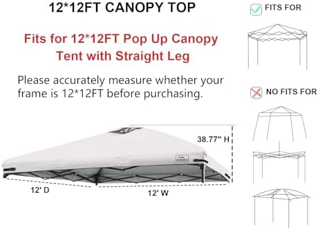 12x12 Replacement Top Pop Up Canopy Tent Cover Roof - Image 2