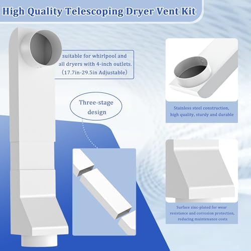 4" Periscope Dryer Vent 17.7-29.5", Telescoping Duct - Image 3