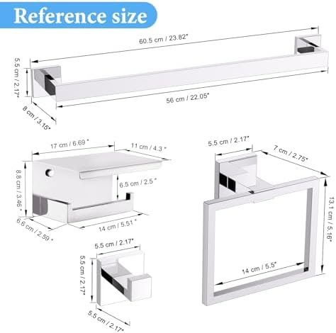 TURS Bathroom Hardware Set Chrome 4-Piece Towel Bar Set Include 24 Inch Towel - Image 7