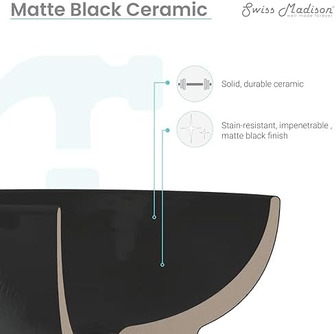 Claire 22" Rectangle Wall-Mount Bathroom Sink in Matte Black - Image 6