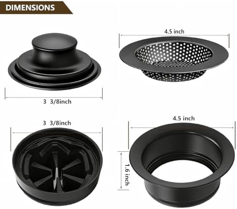 Garbage Disposal Flange 5-Piece Kit, 3.5" Putty-Free Leak-Proof Sink Stopper by - Image 2