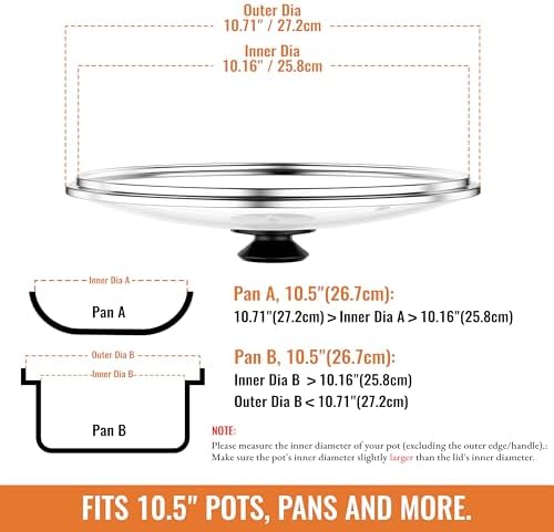 Tempered Glass Lids for Pots and Pans, Cast Iron Skillet Lid 10.5 Inch - Image 4