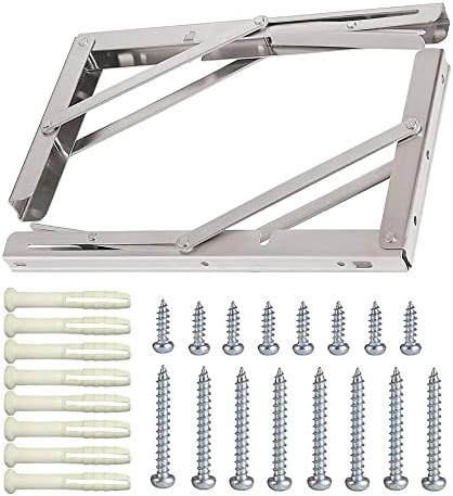 16 Inch Folding Shelf Brackets, 2 Pack Stainless Steel Heavy Duty L Bracket - Image 2
