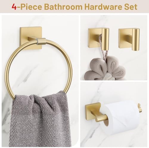Towel Ring Set 4 Piece Bathroom Hardware Set Includes Towel Ring 2 Towel Hooks - Image 2