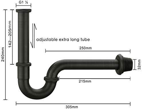 Brass P Trap, 1 1/4 Bathroom Basin Sink Waste Trap Drain Kit - Image 2