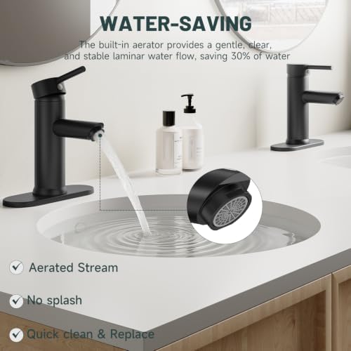 Bathroom Faucet for 1 or 3 Holes, Matte Black - Image 4
