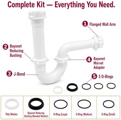 1-1/2 Inch Bayonet P-Trap Kit, Patented Polypropylene - Image 2