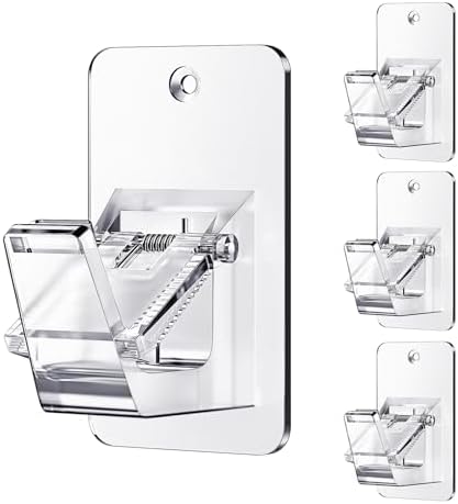 No Drill Curtain Rod Brackets, Universal Curtain Rod Holder, 4 Pack Self by EKOTTOK
