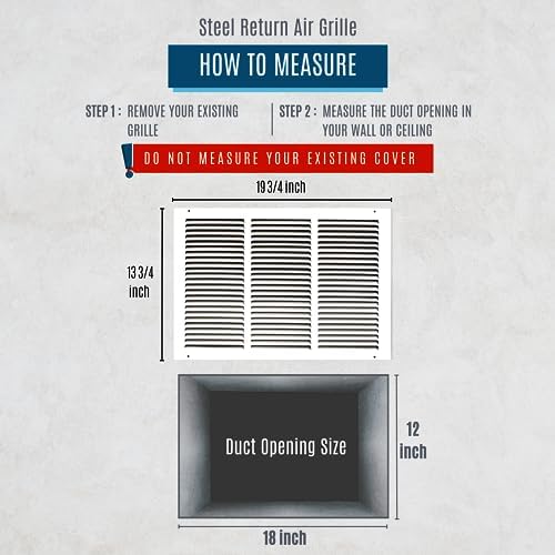 Fits 18x12 Duct Opening | Steel Return Air Grille by Handua | Vent Cover Grill - Image 2