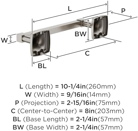 Amerock Stature 8" Brushed Nickel Towel Bar - Image 3