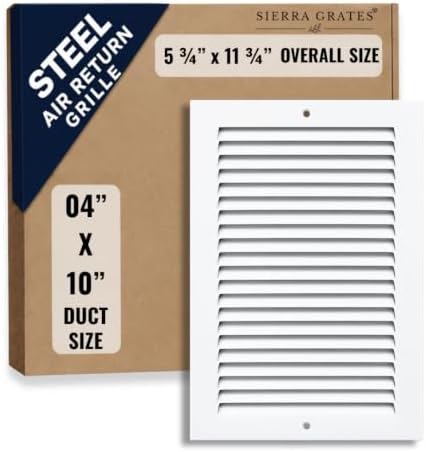 4 x 10 Inch Return Air Vent Cover, Solid Steel HVAC Grille by SierraGrates