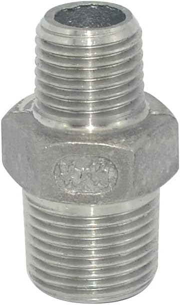 3/8" x 1/4" Male Threaded Reducing Nipple Fitting/Adapter, Stainless Steel by Megairon