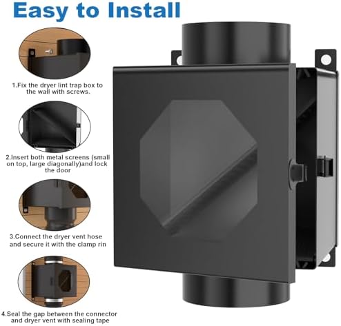 4 Inch Dryer Lint Trap Kit, Metal Lint Collector Box - Image 4