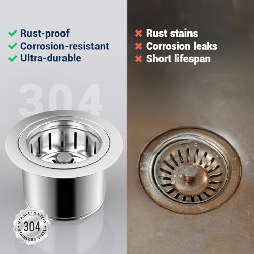 Kitchen Extended Garbage Disposal Flange Strainer Stainless Steel Kit - Image 4
