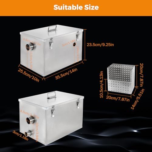 BEAMNOVA Commercial Grease Trap, Stainless Steel, Side Inlet - Image 6