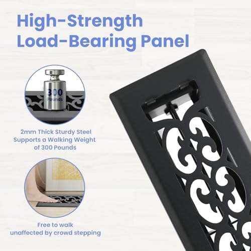 Howeall 2x12 Inches 2 Pack Heavy Duty Walkable Floor Register Easy Adjust Air - Image 2