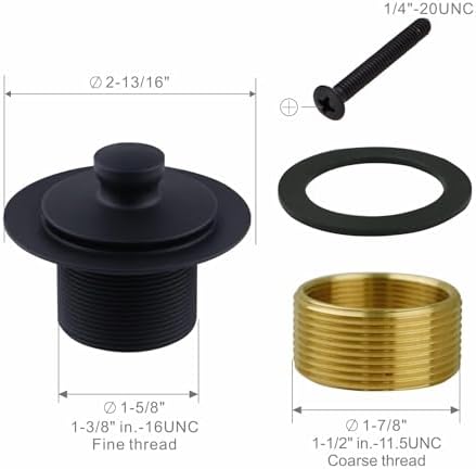 WELSAN Matte Black Tub Drain and Overflow Kit, Bathtub Drain Kit Universal - Image 5