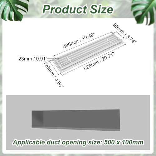 PATIKIL 20x4 Inch Linear Bar Air Vent Grille, Sidewall HVAC Air Supply and - Image 2