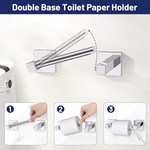 Polished Chrome Bathroom Accessories, Toilet Paper Holder, Towel Ring & Hook - Image 4
