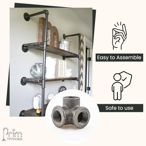 1/2" 3-WAY ELBOW: Industrial Threaded Black Iron Pipe Fittings; Natural - Image 4