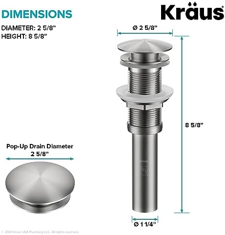 KRAUS Bathroom Sink Pop-Up Drain Assembly in Matte Black - Image 3
