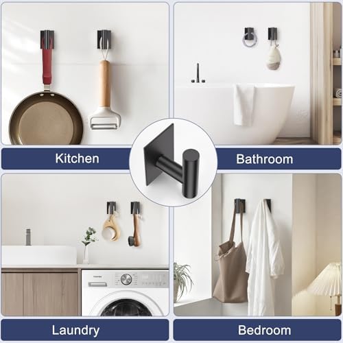 Lairuier Matte Black Bathroom Hardware Set, Adhesive or Screw Wall Mounted - Image 4
