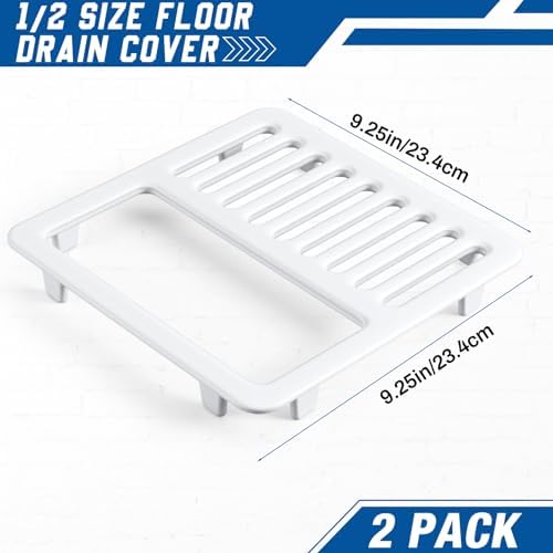 2 Pcs Cast Iron Porcelain Grate Floor Drain Cover 9-1/4" W x 9-1/4" L x 1-1/4h - Image 2