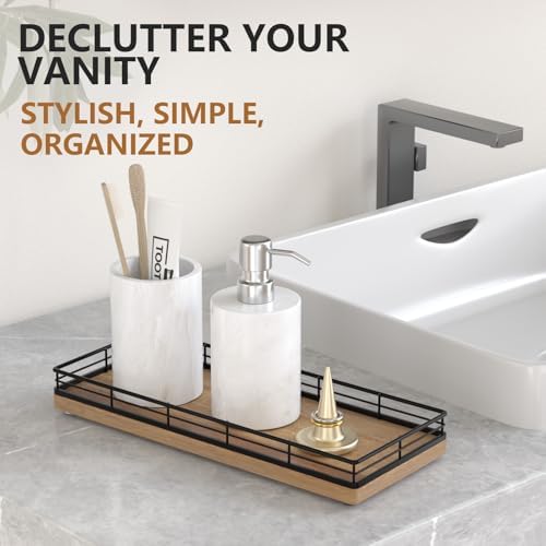 Bathroom Tray for Counter Top Organizer, Acacia Wood Vanity Tray - Image 3