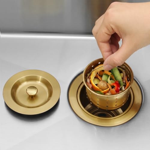 LQS 3-1/2 Inch Gold Kitchen Sink Drain - Image 2