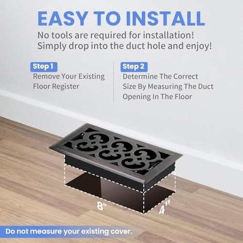 Howeall 4x8 Inches Heavy Duty Walkable Floor Register Easy Adjust Air Supply - Image 6