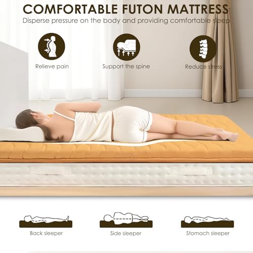 SCHNAUZER HOME Japanese Floor Futon Mattress Twin 3.5" Thick Coffee - Image 4