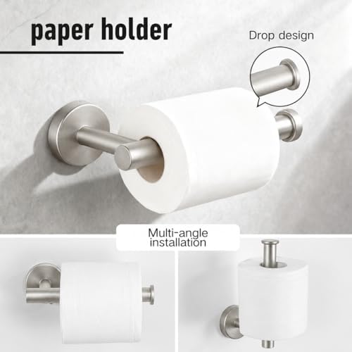 Silver 5 Pieces Bathroom Hardware Set, 16 Inch Bathroom Towel Holder, - Image 5