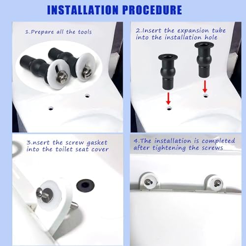 4 Pack Universal Toilet Seat Bolts and Hinge Screws, Top Mounting Fixings Kit - Image 5