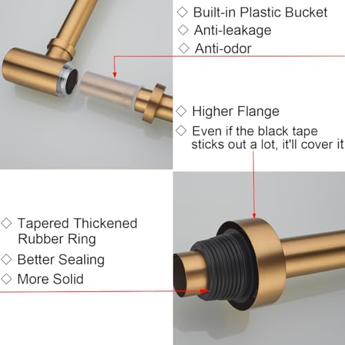 RANDOM Brass Round Bottle P-Trap 1 1/4, Raise and Lengthen Adjustable Basin - Image 4