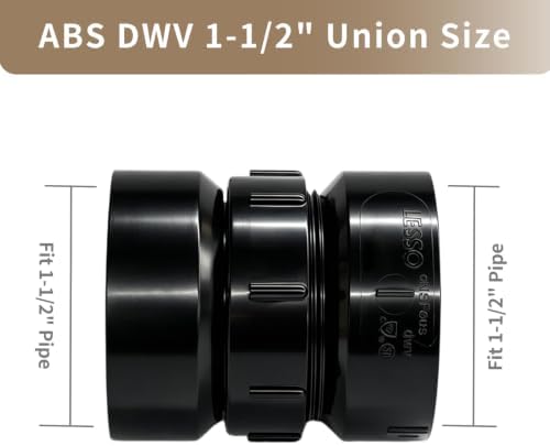 Lesso 1 1/2''ABS Union 1-1/2-Inch X 1-1/2-Inch Hub Union - Image 3