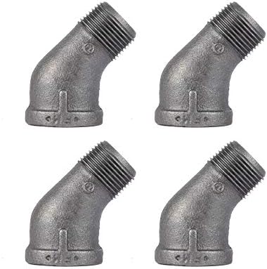 PIPE DECOR 1" 45 Degree Street Elbow Fitting, Malleable Iron, Fits One Inch by PipeD%C3%A9cor