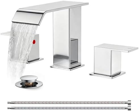 FORIOUS Bathroom Faucet 3 Hole 8 Inch Widespread Vanity Sink Faucets Chrome by FORIOUS