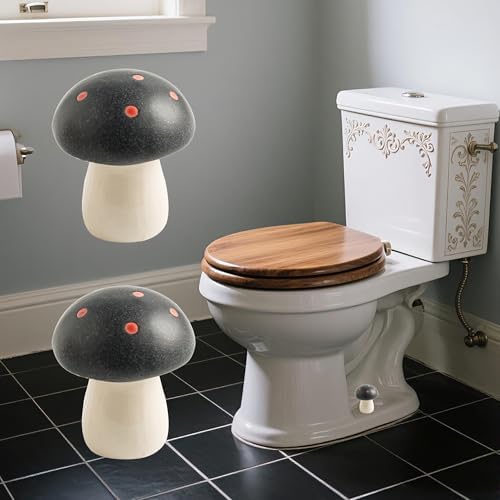 BEUNAIZER Ceramic Mushroom Toilet Bolt Covers, Decorative Caps by BEUNAIZER