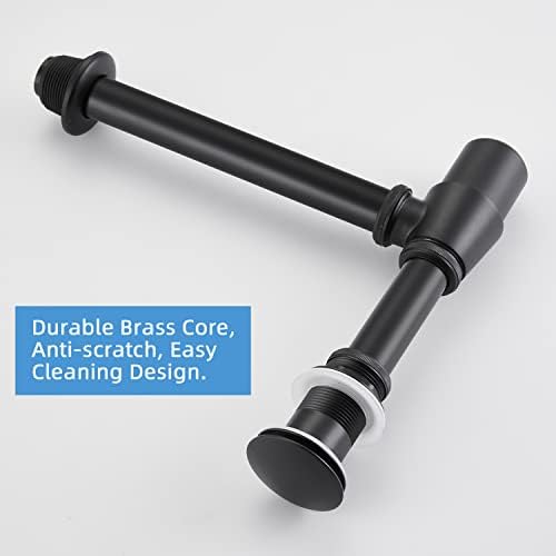 Bathroom Sink Stopper Bottle P Trap, Brass Core 1-1/4 inch Slip Inlet Drain - Image 3