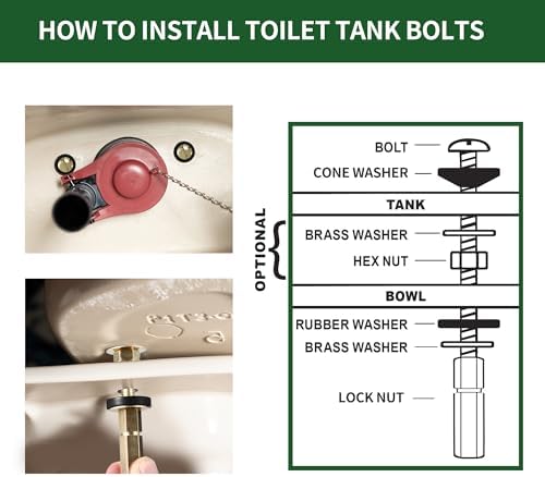 Universal Toilet Tank to Bowl Bolts Kit, Brass Toilet Tank Bolts - Image 4