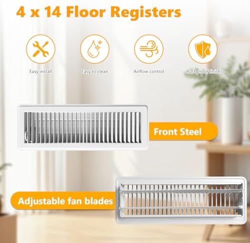 4 Pack Floor Vent Covers, Floor Register 4" x 14", Adjustable Decorative Vent - Image 3