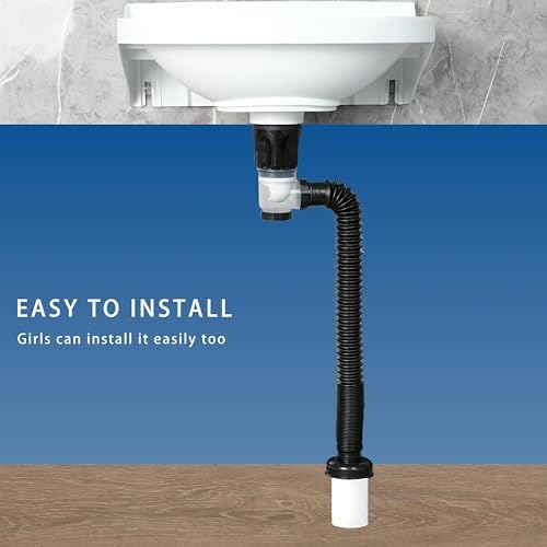 Bathroom Sink Drain Kit with Flexible Expandable P-Trap Sink Drain Pipe Tube - Image 2