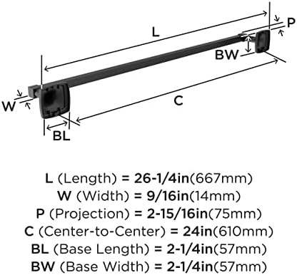 Amerock Stature 24" Matte Black Towel Bar - Image 6