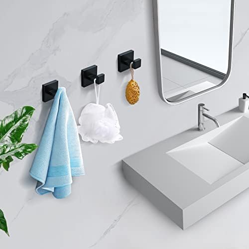 TQKAG Bathroom Towel Hook, 2 Pack Coat Robe Holder, Matte Black - Image 2