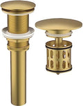 Bathroom Pop up Drain Without Overflow, Brushed Gold, No Overflow by HEROBAI