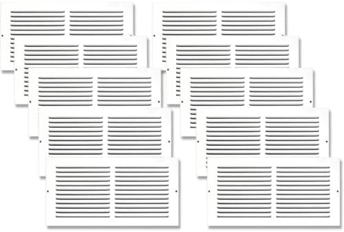14x08 Air Return Vent Cover, Solid Steel White, 10 Pack by SierraGrates