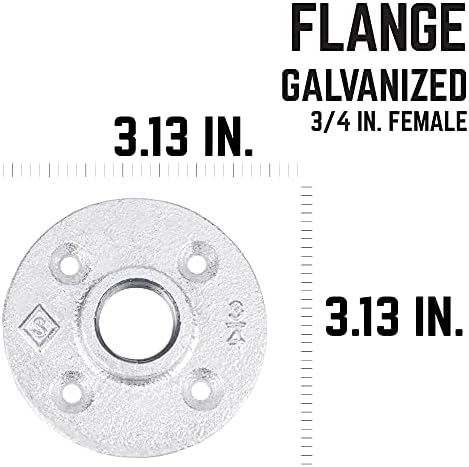 PIPE DECOR 3/4 in. Floor Flange, Authentic Galvanized Malleable Iron, 8 Pack - Image 3
