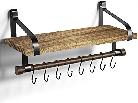 Love-KANKEI 17.3"Floating Wall Shelf Solid Wood, Coffee Bar Carbonized Black by Love-KANKEI