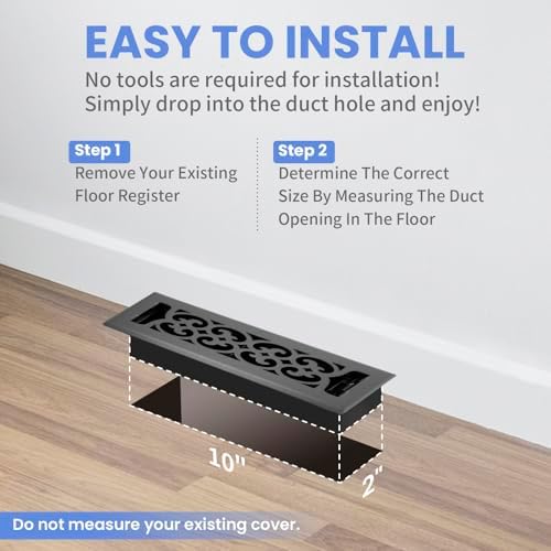 Howeall 2x10 Inches Heavy Duty Walkable Floor Register Easy Adjust Air Supply - Image 6